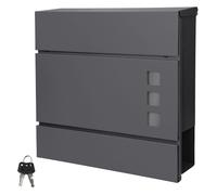 Boîte aux lettres moderne anthracite + compartiment à journaux 2 clés en acier