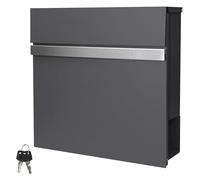 ECD Germany Boîte aux Lettres Murale - 37x11x36,5 cm - avec Compartiment à Journaux et 2 Clés - en Acier Inoxydable - Anthracite/Grau - Matériel de Montage et Clés Inclus - Design Moderne