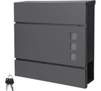 ECD Germany Boîte aux lettres murale anthracite avec porte journaux en acier serrure 2 clés 37x10,5x36,5 cm réception courrier postale mailbox extérieure avec compartiment journal design moderne Anthr