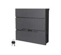 ECD Germany Boîte aux lettres murale anthracite en acier inoxydable 37x36,5 cm avec rouleau pour les journaux et porte-nom serrure 2 clés réception