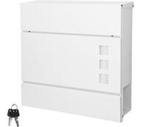 ECD Germany Boîte aux lettres murale blanche avec porte journaux en acier robuste serrure 2 clés 37x10,5x36,5 cm réception courrier postale mailbox extérieure avec compartiment journal design moderne 
