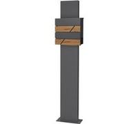 ECD Germany Boîte aux Lettres sur Pied Anthracite/Apect Bois, 37x37x11 cm, Acier Anthracite