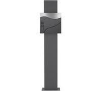 ECD Germany Boîte aux Lettres sur Pied, Anthracite/Argent, 37x10,5x36,5 cm, Acier Inoxydable, Mailbox Moderne, Compartiment à Journaux, 2 Clés, Support Anthracite 170 cm, Materiel de Montage Inclus An