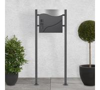 ECD Germany Boîte aux Lettres sur Pied, Anthracite/Argent, 37x10,5x36,5 cm, en Acier Inoxydable, Moderne, Mailbox avec Compartiment à Journaux, 2 Clés, Support Haut 120 cm, Materiel de Montage Inclus