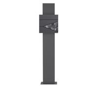 ECD Germany Boîte aux lettres sur pied anthracite aspect marbre noir avec porte journaux poteau inox 170 cm en acier thermolaqué design moderne