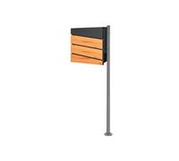 ECD Germany Boîte aux Lettres sur Pied Argent avec Compartiment à Journaux, Boîte Anthracite/Imitattion Bois en Acier Inoxydable Revêtu par Poudre, Support en Acier Inoxydable, avec Kit Montage Clés