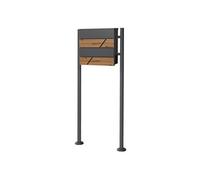 ECD-Germany Boîte aux Lettres sur Pieds, 37x37x11 cm, Anthracite/ Façade en Bois, en