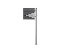 ECD-Germany Boîte aux Lettres sur Une Pied, 37x37x11 cm, Anthracite-Argent, Boîte Postale avec Compartiment à Journaux/Courrier, Support de Boîte aux Lettres Argent 120 cm, Verrouillable avec 2 Clés