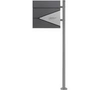ECD-Germany Boîte aux Lettres sur une Pied, 37x37x11 cm, Anthracite-Argent, Boîte Postale avec Compartiment à Journaux/Courrier, Support de Boîte aux