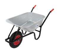 ECD Germany Brouette de Chantier 100L Bac en Acier Galvanisé Argent 250kg Brouette de Construction Chariot de Transport pour Jardin