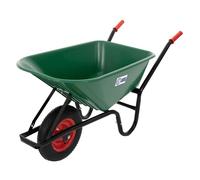 ECD Germany Brouette de Chantier 100L Benne PP Vert Capacité de Charge 150kg Pneus Gonflables avec Jante en Métal Chariot Jardin