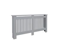ECD Germany Cache radiateur 152x19x82 cm gris en bois MDF peint à lattes verticales avec surface d'étagère couverture de protection chauffage grille