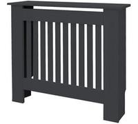 ECD Germany Cache radiateur 78x19x82 cm anthracite en bois MDF peint à lattes verticales avec surface d'étagère couverture de protection chauffage grille décorative habillage coffrage style campagne A