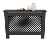 ECD Germany Cache-Radiateur Chauffage Moderne - 112x19x82cm - Noir Étagère en Bois MDF Housse Décorative Robuste Motiv Nid