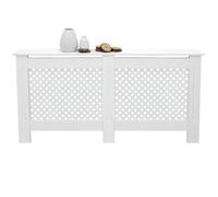 ECD Germany Cache-Radiateur Chauffage Moderne - 152x19x82cm - Blanc Étagère en Bois MDF Housse Décorative Robuste Motif Nid