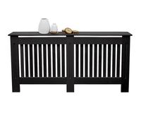 ECD Germany – Cache-radiateur 152×19×82 cm – MDF peint noir, lattes verticales, étagère