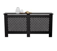 ECD Germany Cache-Radiateur Chauffage Moderne - 152x19x82cm - Noir Étagère en Bois MDF Housse Décorative Robuste Motif