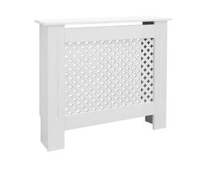 ECD Germany Cache-Radiateur Chauffage Moderne - 78x19x82cm - Blanc Étagère en Bois MDF Housse Décorative Robuste Motif nid d'abeille Murale Meuble Rangement Design Traditionnel pour Salon Chambre