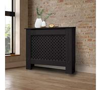 ECD Germany Cache-Radiateur Chauffage Moderne - 78x19x82cm - Noir Étagère en Bois MDF Housse Décorative Robuste Motif Nid d'abeille Murale Meuble de Rangement Design Traditionnel pour Salon Chambre