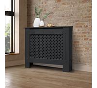 ECD Germany Cache-Radiateur en Motif Nid d'abeille 78x19x82 cm en MDF Anthracite Couverture Décorative Robuste Murale Meuble de Rangement Design Traditionnel Habillage pour Salon Chambre