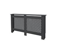 ECD-Germany Cache-Radiateur en Nid d'Abeille 152x19x82 cm en MDF Anthracite Couverture