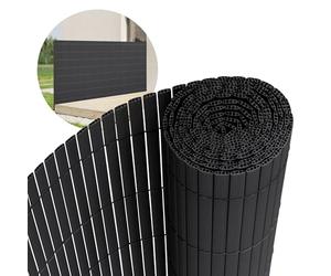 ECD Germany Canisse en PVC, 120x800 cm (2x 4m), Anthracite, Brise Vue Natte pour Jardin Balcon, Clôture de Protection Visuelle, Résistant aux UV, Renforcement à 3 Poids, Lamelles Opaques et Hydrofuges