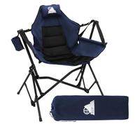 ECD Germany Chaise de Camping Pliante Confortable, Fauteuil à Bascule 150kg | avec Dossier Réglable, Coussin d'Appui-Tête et Porte-Gobelet, Structure en Acier, Assie Extra-Large, pour Jardin Pêche, Bleue
