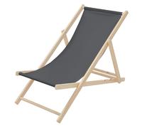 ECD Germany Chaise Longue Pliante Chilienne en Bois, Anthracite, Dossier Réglable, 3 Positions de Couchage, Charge jusqu'à 120kg, Bain de Soleil en Tissu Oxford Plage Jardin Terrasse Balcon Camping