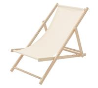 ECD Germany Chaise Longue Pliante Chilienne en Bois, Beige, Dossier Réglable, 3 Positions de Couchage, Charge jusqu'à 120kg, Bain de Soleil en Tissu Oxford pour Plage Jardin Terrasse Balcon Camping