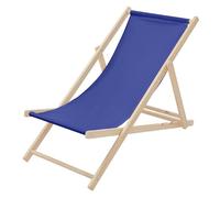 ECD Germany Chaise Longue Pliante Chilienne en Bois, Bleu Foncé, Dossier Réglable, 3 Positions de Couchage, jusqu'à 120kg, Bain de Soleil en Tissu Oxford, Plage ou Jardin Terrasse