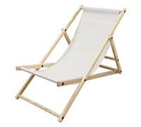 ECD Germany Chaise Longue Pliante Chilienne en Bois de Pin, Beige, Dossier Réglable, 3 Positions de Couchage, jusqu'à 120kg, Bain de Soleil en Tissu Oxford pour Plage Jardin Terrasse Balcon Camping