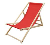 ECD Germany Chaise Longue Pliante Chilienne en Bois de Pin, Rouge, Dossier Réglable, 3 Positions de Couchage, jusqu'à 120kg, Bain de Soleil en Tissu Oxford pour Plage Jardin Terrasse Balcon Camping