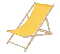ECD Germany Chaise Longue Pliante Chilienne en Bois, Jaune, Dossier Réglable, 3 Positions de Couchage, Charge jusqu'à 120kg, Bain de Soleil en Tissu Oxford pour Plage Jardin Terrasse Balcon Camping