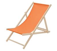 ECD Germany Chaise Longue Pliante Chilienne en Bois, Orange, Dossier Réglable, 3 Positions de Couchage, Charge jusqu'à 120kg, Bain de Soleil en Tissu Oxford de Plage Jardin Terrasse Balcon Camping