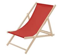 ECD Germany Chaise Longue Pliante Chilienne en Bois, Rouge, Dossier Réglable, 3 Positions de Couchage, Charge jusqu'à 120kg, Bain de Soleil en Tissu Oxford pour Plage Jardin Terrasse Balcon Camping