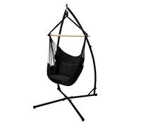 ECD Germany Chaise Suspendue avec Cadre 208 cm - Hamac Suspendu avec 2 Coussins Anthracite - jusqu'à 120 kg - Structure en Métal - pour Jardin ou Terrasse