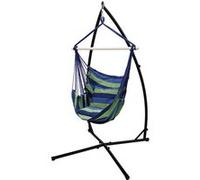 ECD Germany Chaise Suspendue avec Cadre 208 cm - Hamac Suspendu avec 2 Coussins Bleu/Vert- G