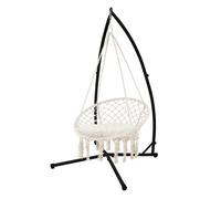 ECD Germany Chaise suspendue avec cadre 210 cm - Hamac suspendu avec 2 coussins Rouge/Jaune/Orange jusqu'à 120 kg