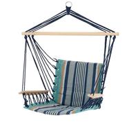 ECD Germany Chaise Suspendue - Fauteuil avec 2 Accoudoirs en Bois et Coussin d'Assise en Coton - Chargeable jusqu'à 120 kg