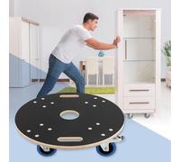 ECD Germany Chariot de Transport Rond Ø57 cm x14,5 cm avec Plaque Sérigraphiée, Charge Maximale 800 kg, 4 Roues Pivotantes Dont 2 avec Freins, Planche à roulettes CNC en Multiplex, Rouleur de Meubles