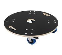 ECD Germany Chariot de Transport Rond Ø67x14,5cm avec Plaque Sérigraphiée, Charge Maximale 800kg, 4 Roues Pivotantes dont 2 avec Frein, Planche à Roulettes Fraisée CNC en Multiplex, Rouleur de Meubles