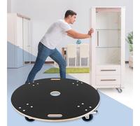 ECD Germany Chariot de Transport Rond Ø87cm x14,5 cm avec Plaque Sérigraphiée, Charge Maximale 800 kg, 4 Roues Pivotantes Dont 2 avec Freins, Planche à roulettes CNC en Multiplex, Rouleur de Meubles