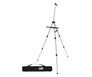 ECD Germany Chevalet d'Atelier en Aluminium, Argent, Hauteur Réglable de 50 à 156 cm, pour Toiles jusqu'à 80 cm, Support Tripode, Chevalet d'Artiste Trépied Stable Pliable, avec Sac de Transport