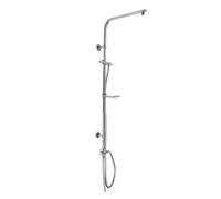 ECD Germany Colonne de Douche, Chromé Forme Ovale, en Acier Inoxydable V2A, Montage Mural, Réglable en Hauteur Barre sans Pommeau Système de Remplacement avec 2 Tuyaux Flexibles Support et Porte-Savon