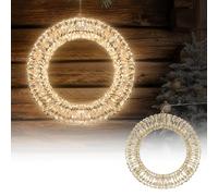 ECD Germany Couronne de Noël LED Ø50cm avec 720 Micro LED Blanc Chaud & Minuterie, IP44 Étanche Intérieur/Extérieur, Couronne Métallique Suspendue 3D Éclairage LED, Décoration de Porte Fenêtre