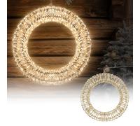 ECD Germany Couronne de Noël LED Ø58cm avec 960 Micro LED Blanc Chaud & Minuterie, IP44 Étanche Intérieur/Extérieur, Couronne Métallique Suspendue 3D Éclairage LED, Décoration de Porte Fenêtre