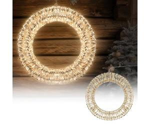 ECD Germany Couronne de Noël LED Ø58cm avec 960 Micro LED Blanc Chaud & Minuterie, IP44 Étanche Intérieur/Extérieur, Couronne Métallique Suspendue 3D Éclairage LED, Décoration de Porte Fenêtre