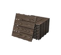 ECD Germany Dalles de Terrasse WPC 30 x 30 cm/33 pièces = 3 m², Marron Foncé, Aspect Bois,