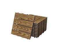 ECD Germany Dalles de Terrasse WPC 30 x 30 cm/33 pièces = 3 m², Teck, Aspect Bois, avec Système Clipsable et Drainage, Antidérapant, Intérieur/Extérieur, Carreaux de Jardin Revêtement de Sol