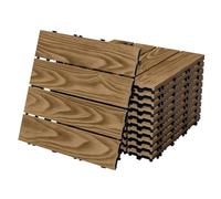 ECD Germany Dalles de Terrasse WPC 30 x 30 cm/33 pièces = 3 m², Teck, Aspect Bois, avec Système Clipsable et Drainage, Antidérapant, Intérieur/Extérieur, Carreaux de Jardin Revêtement de Sol